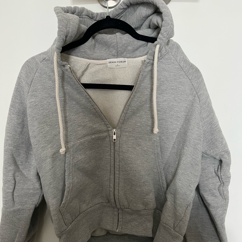 Grey Denim Forum Zip Up